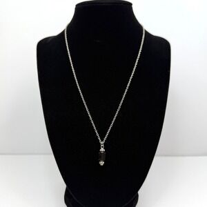 925 Sterling Silver Black Onyx Pendant Necklace Minimalist Dainty Jewelry 9.5 in